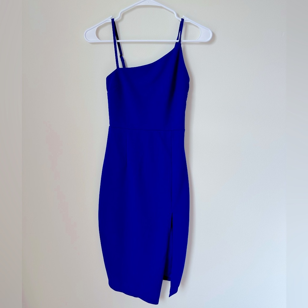 Lulus Cobalt Blue Asymmetrical Midi Dress | XS
